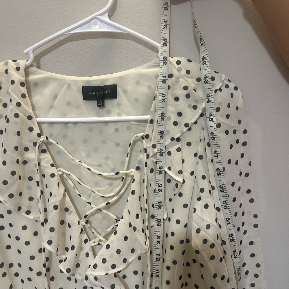 MAJORELLE cream and Black Polka Dot Mini Dress 0205 B-1 - Picture 11 of 15